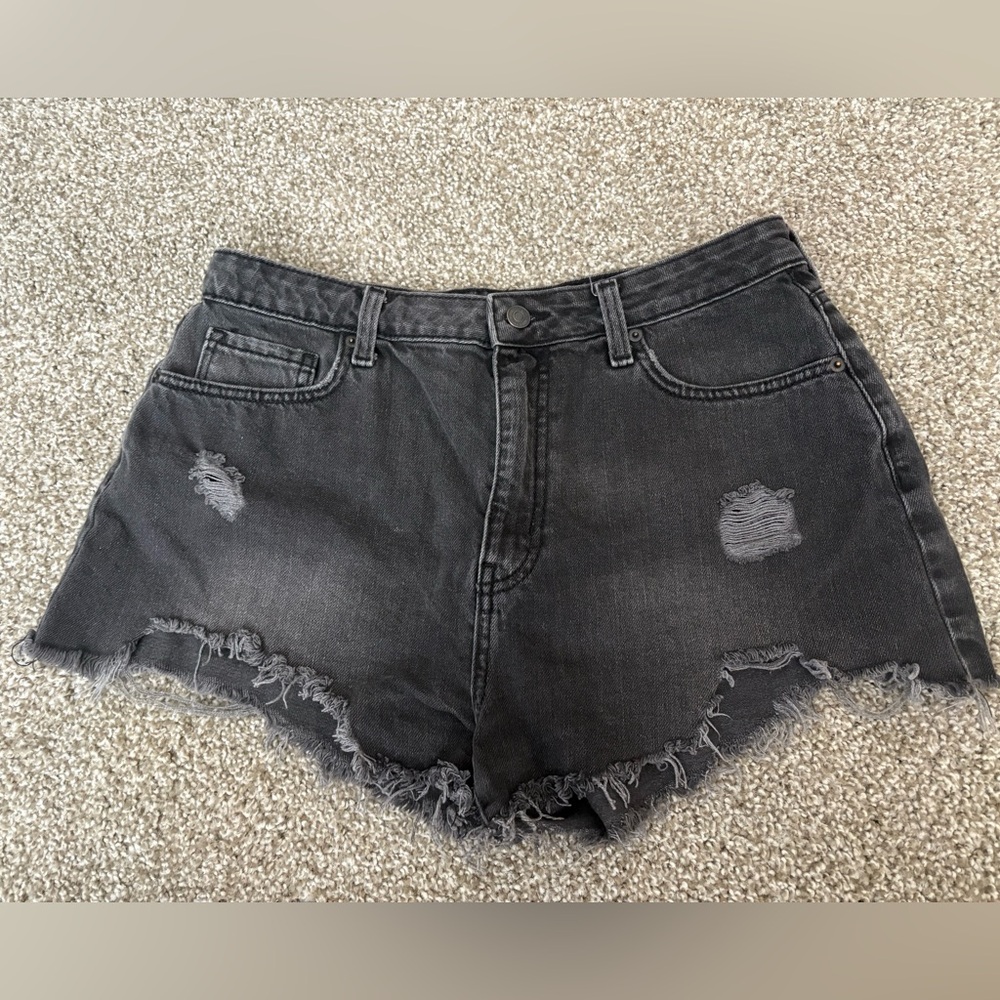 Forever 21 Distressed Black Denim Shorts